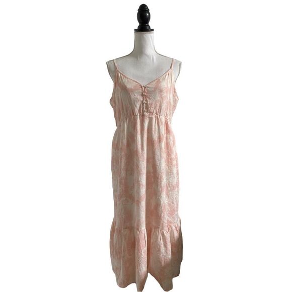 Rails Delilah Spaghetti Strap Linen Midi Dress Peach Pink Tie Dye Extra Large - Picture 2 of 7